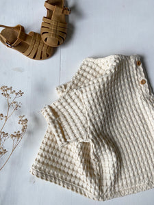 Blouse Oversize en Gros nid d'abeille Écru Manches courtes