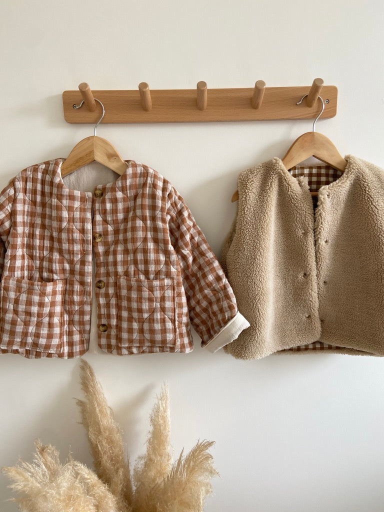 Veste matelassée Vichy Caramel