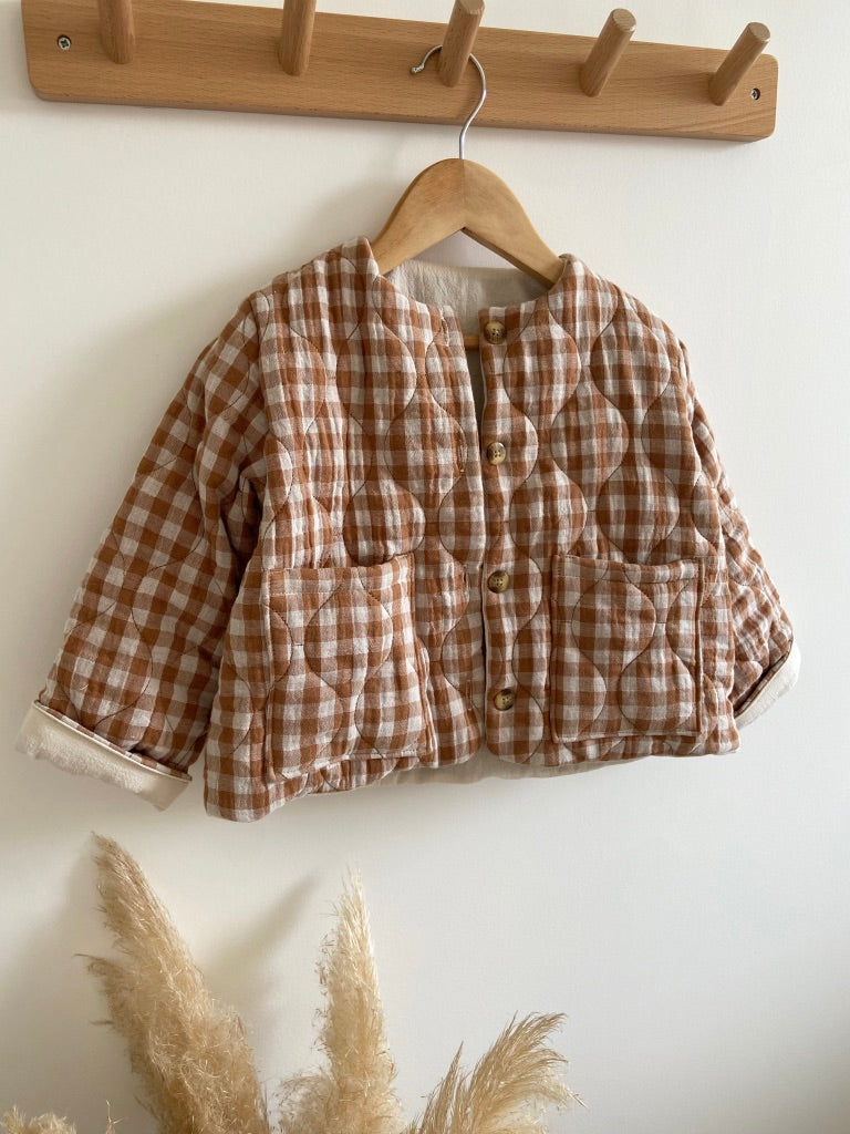 Veste matelassée Vichy Caramel