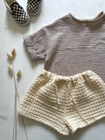 Charger l'image dans la galerie, Blouse manches courtes en Gaze Gris cailloux
