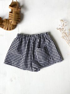 Short droit en petit Vichy Noir
