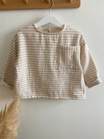Charger l'image dans la galerie, Blouse Oversize en gaze rayé Beige et Blanc
