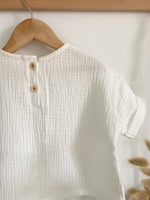 Charger l&#39;image dans la galerie, Blouse manches courtes en Gaze Blanc
