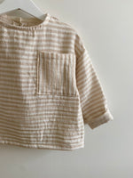 Charger l'image dans la galerie, Blouse Oversize en gaze rayé Beige et Blanc

