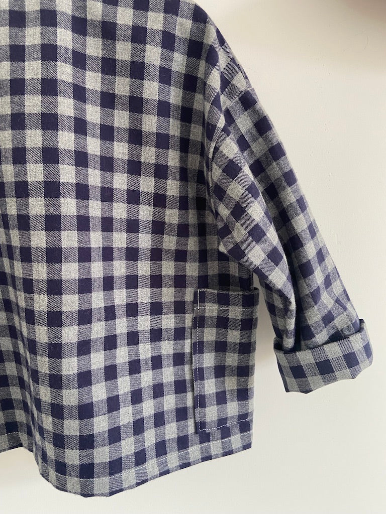 Blouse oversize vichy Bleu Gris