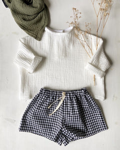 Short droit en petit Vichy Noir