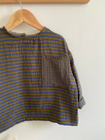 Charger l&#39;image dans la galerie, Blouse Oversize en gaze rayé marine et bronze
