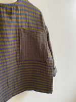 Charger l&#39;image dans la galerie, Blouse Oversize en gaze rayé marine et bronze
