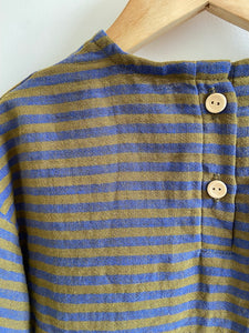 Blouse Oversize en gaze rayé marine et bronze