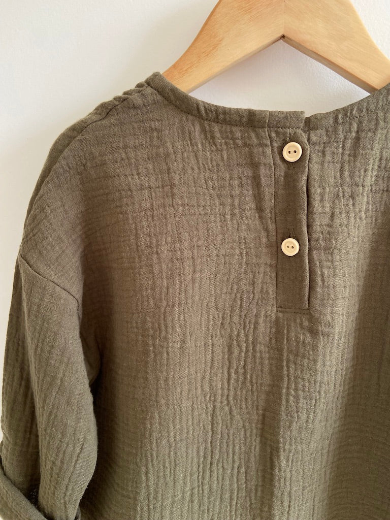 Blouse Oversize en Gaze de coton Kaki