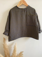 Charger l&#39;image dans la galerie, Blouse Oversize en gaze rayé marine et bronze
