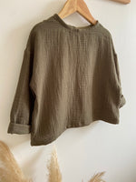 Charger l&#39;image dans la galerie, Blouse Oversize en Gaze de coton Kaki
