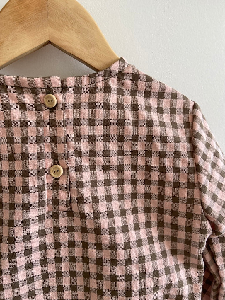 Blouse Peplum vichy Rose et Kaki