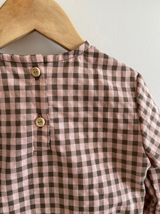 Blouse Peplum vichy Rose et Kaki