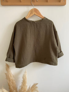 Blouse Oversize en Gaze de coton Kaki