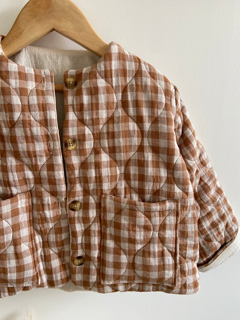 Veste matelassée Vichy Caramel