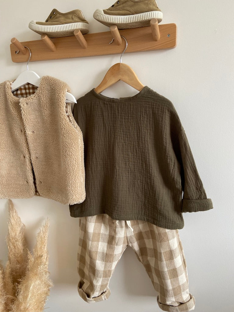 Blouse Oversize en Gaze de coton Kaki