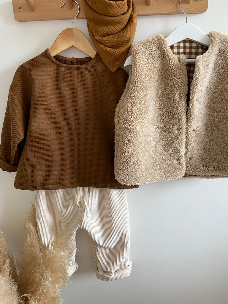 Blouse Oversize en nid d'abeille Chocolat