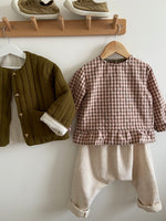 Charger l&#39;image dans la galerie, Blouse Peplum vichy Rose et Kaki
