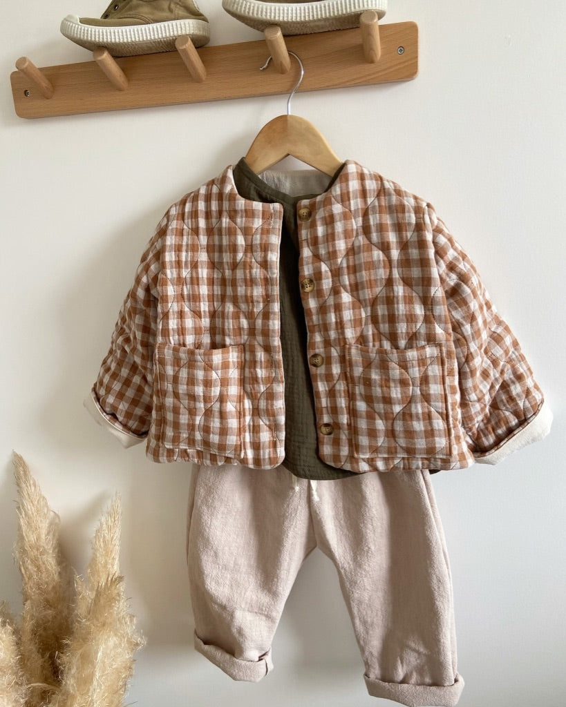 Veste matelassée Vichy Caramel