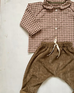 Blouse Raglan vichy Rose et Kaki