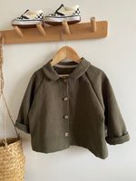 Charger l'image dans la galerie, Blouse raglan col claudine en Lin Kaki
