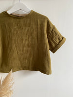 Charger l'image dans la galerie, Blouse manches courtes en Gaze Olive
