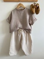 Charger l'image dans la galerie, Blouse manches courtes en Gaze Gris cailloux
