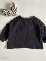 Charger l'image dans la galerie, Blouse Oversize en triple gaze de coton Noir
