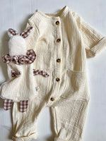 Charger l'image dans la galerie, Doudou Lapin Chiffon Vichy Marron
