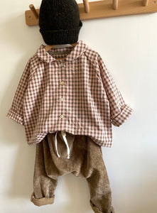 Blouse Raglan vichy Rose et Kaki
