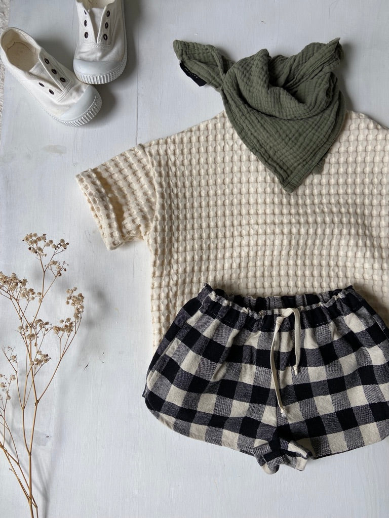 Blouse Oversize en Gros nid d'abeille Écru Manches courtes