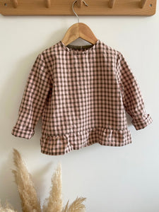 Blouse Peplum vichy Rose et Kaki